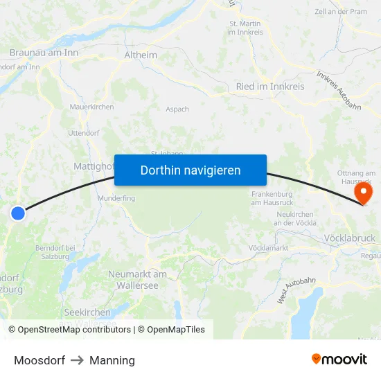 Moosdorf to Manning map