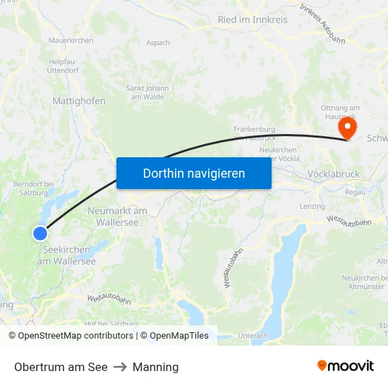 Obertrum am See to Manning map