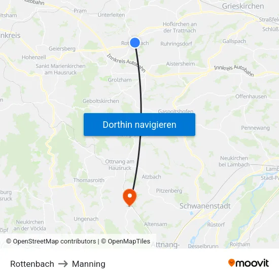 Rottenbach to Manning map