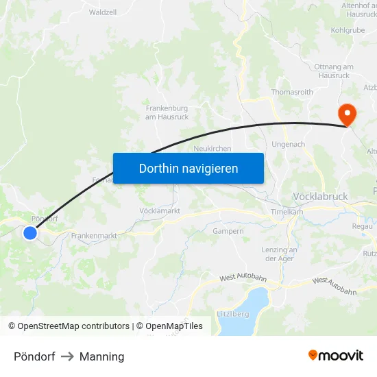 Pöndorf to Manning map