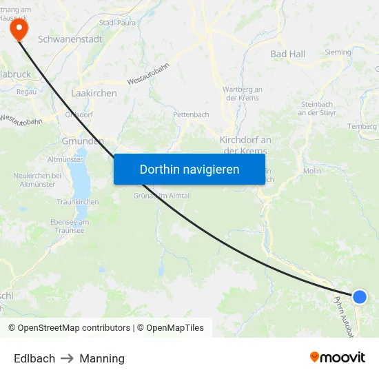 Edlbach to Manning map