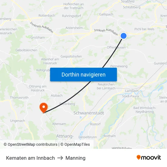Kematen am Innbach to Manning map