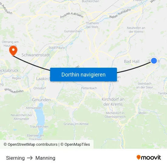Sierning to Manning map
