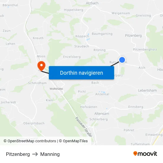Pitzenberg to Manning map