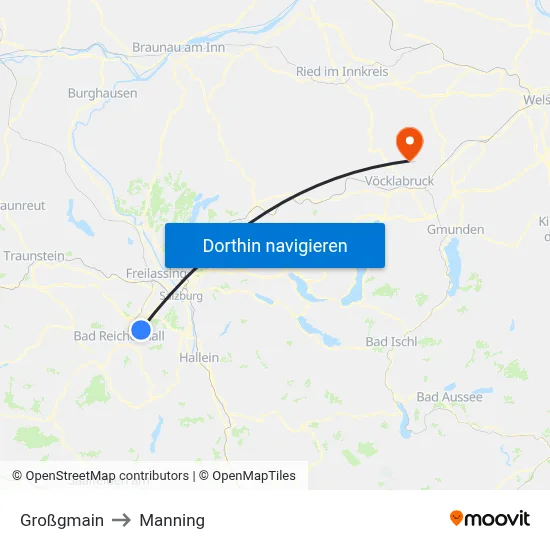 Großgmain to Manning map