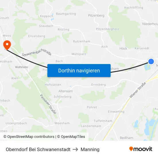 Oberndorf Bei Schwanenstadt to Manning map