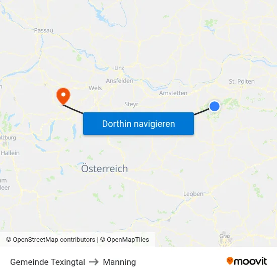Gemeinde Texingtal to Manning map