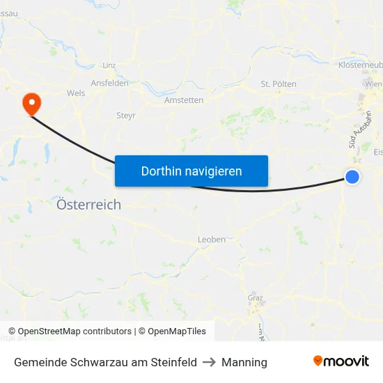 Gemeinde Schwarzau am Steinfeld to Manning map