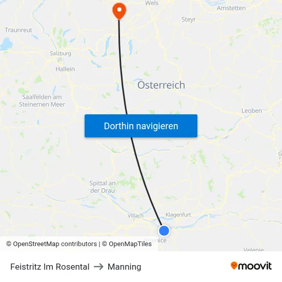 Feistritz Im Rosental to Manning map