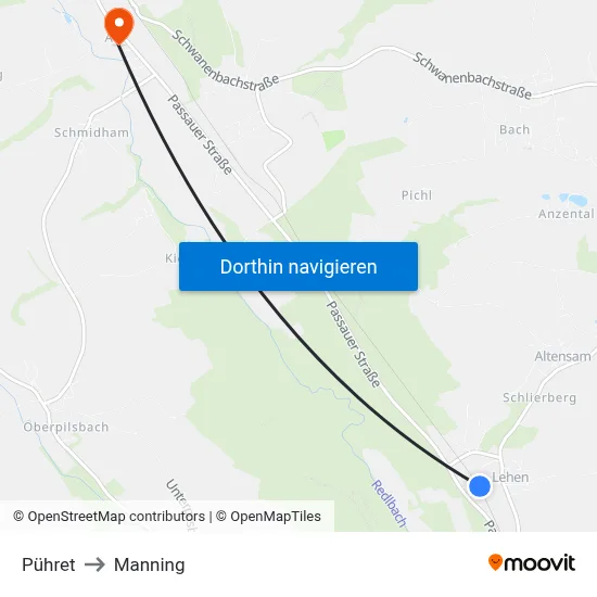 Pühret to Manning map