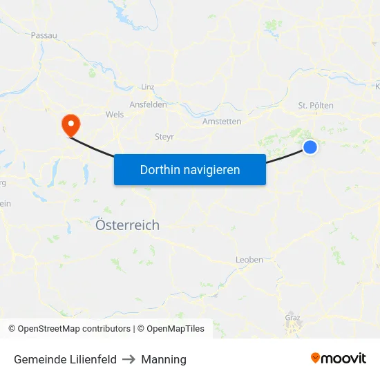 Gemeinde Lilienfeld to Manning map