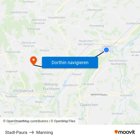 Stadl-Paura to Manning map