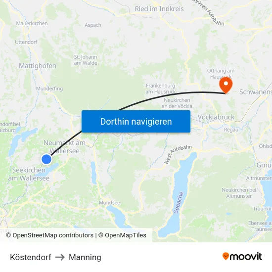 Köstendorf to Manning map