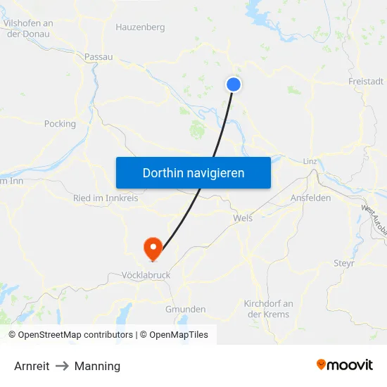 Arnreit to Manning map