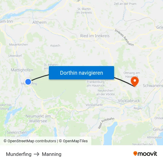 Munderfing to Manning map