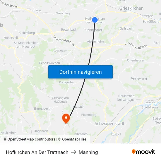 Hofkirchen An Der Trattnach to Manning map