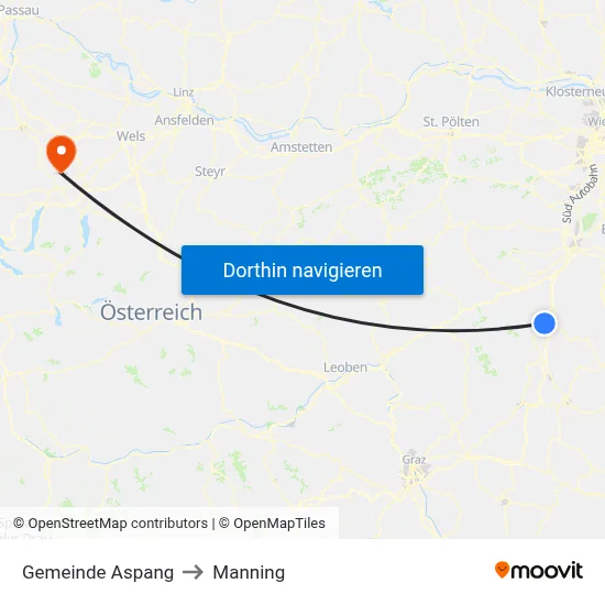 Gemeinde Aspang to Manning map