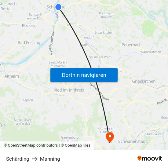 Schärding to Manning map