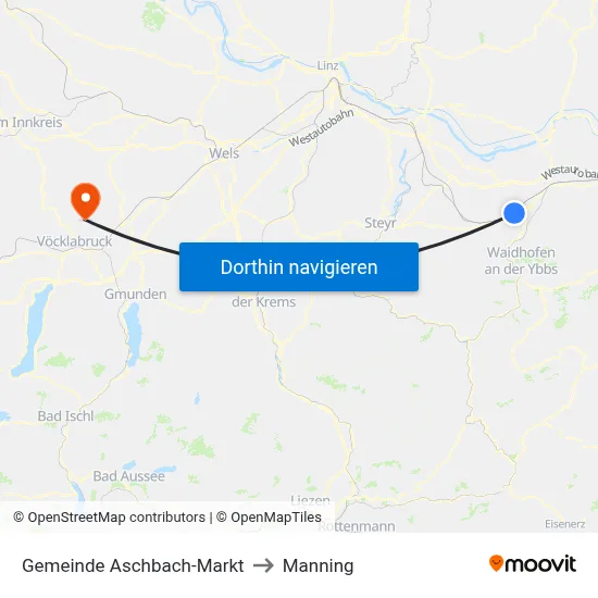 Gemeinde Aschbach-Markt to Manning map