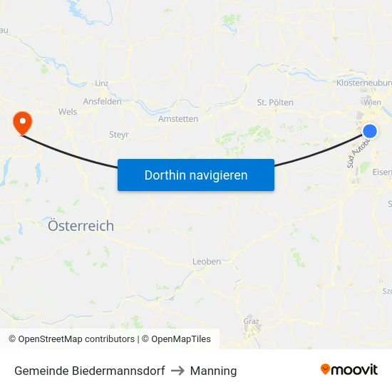 Gemeinde Biedermannsdorf to Manning map
