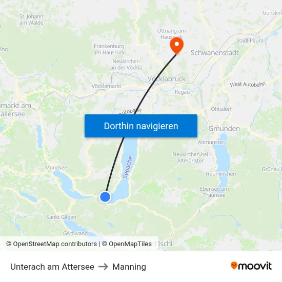 Unterach am Attersee to Manning map