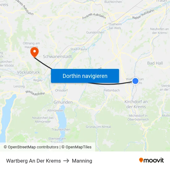 Wartberg An Der Krems to Manning map