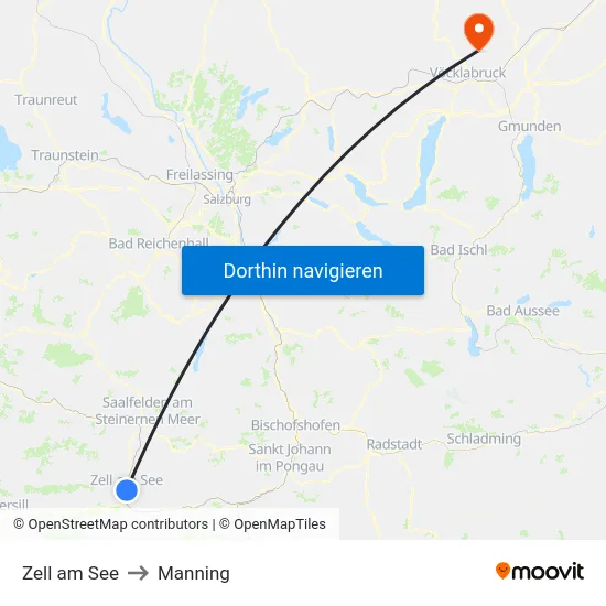 Zell am See to Manning map