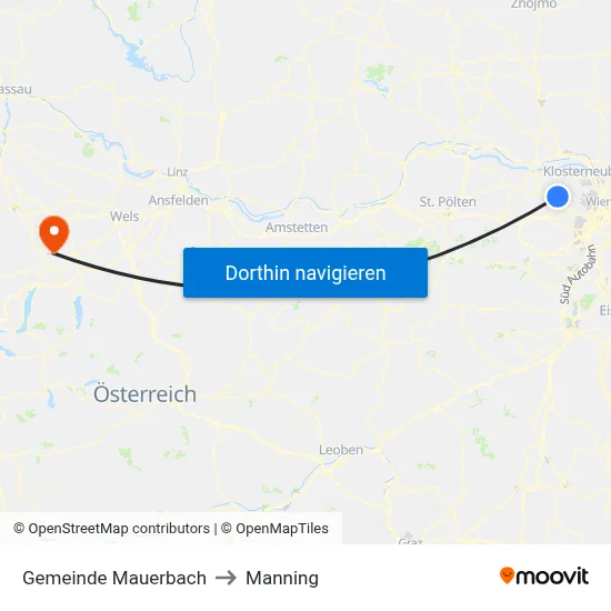 Gemeinde Mauerbach to Manning map