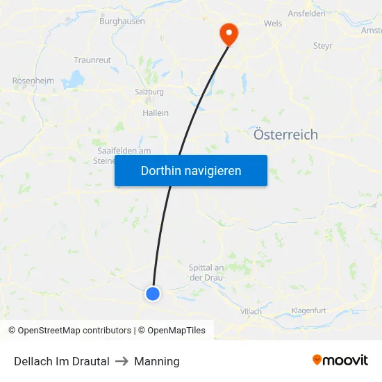 Dellach Im Drautal to Manning map