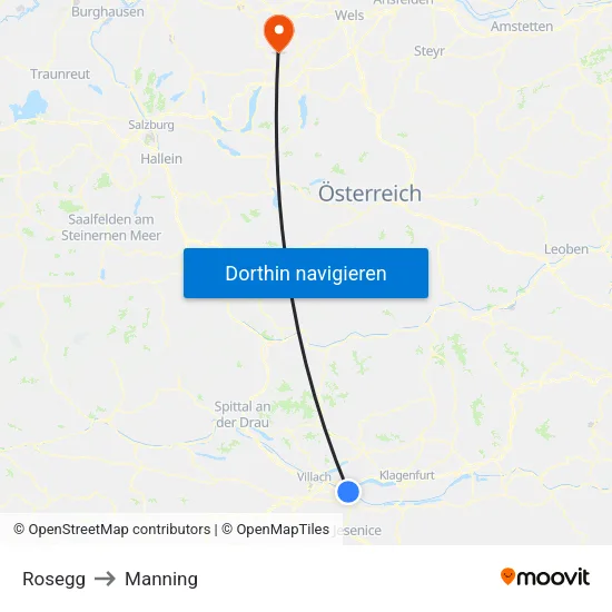 Rosegg to Manning map