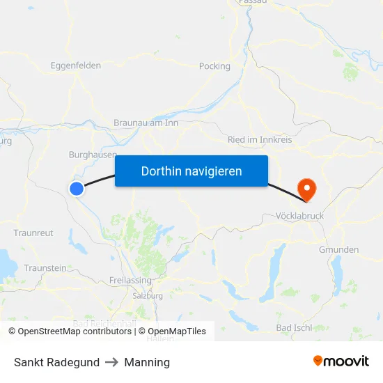 Sankt Radegund to Manning map