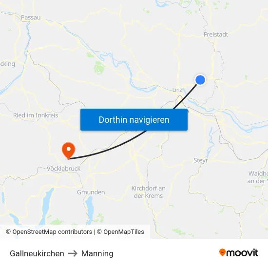 Gallneukirchen to Manning map