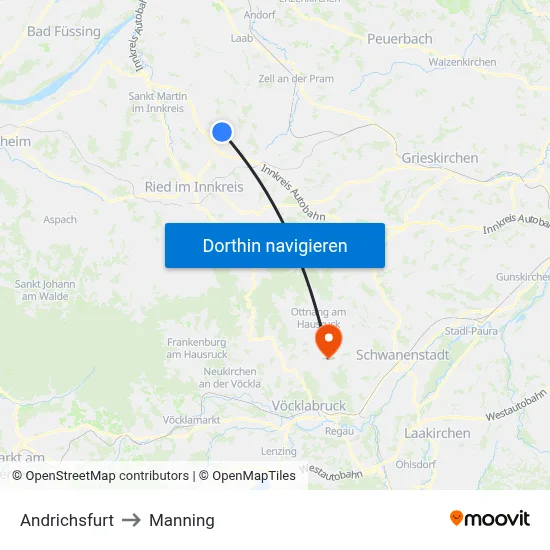 Andrichsfurt to Manning map