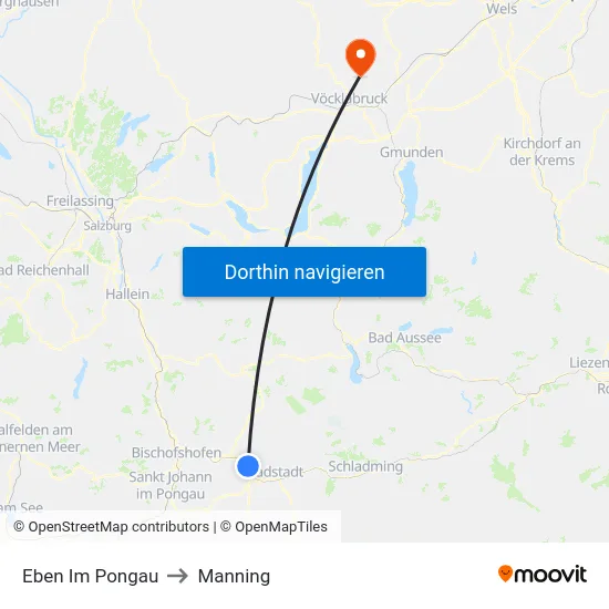 Eben Im Pongau to Manning map