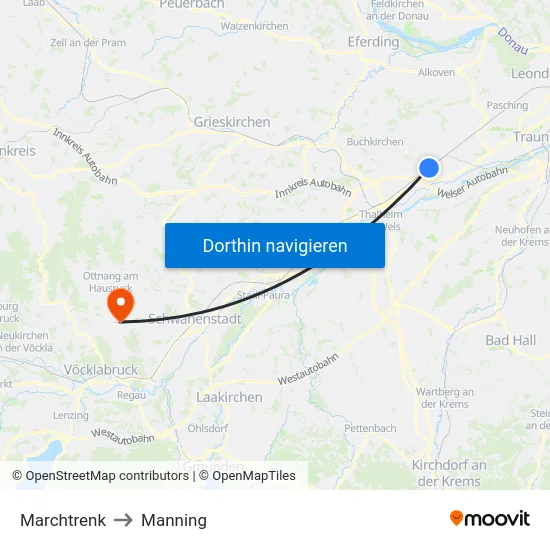 Marchtrenk to Manning map