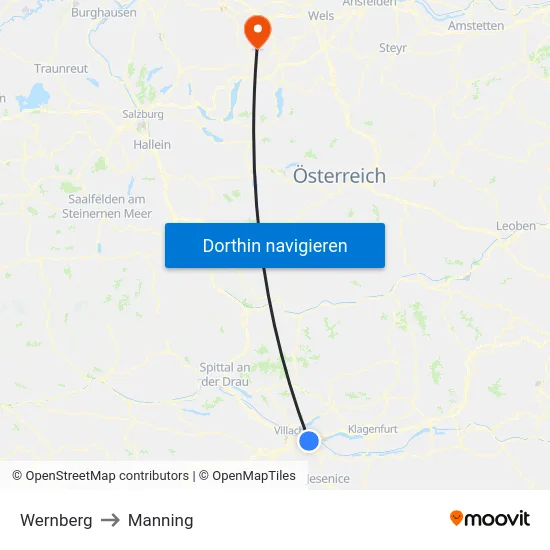 Wernberg to Manning map