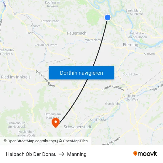 Haibach Ob Der Donau to Manning map