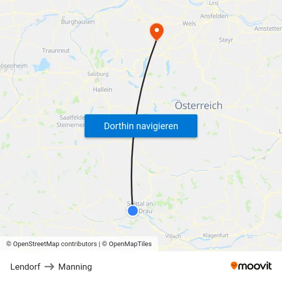 Lendorf to Manning map