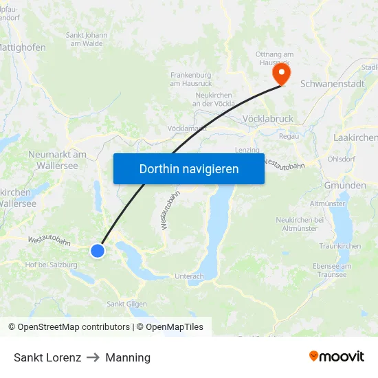 Sankt Lorenz to Manning map