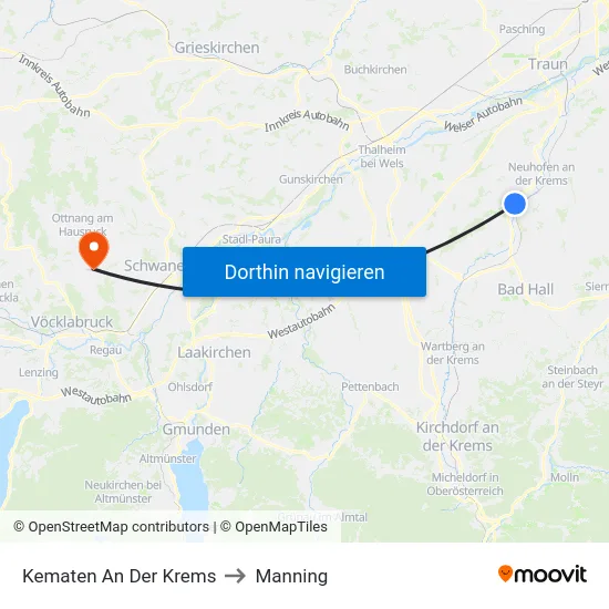 Kematen An Der Krems to Manning map