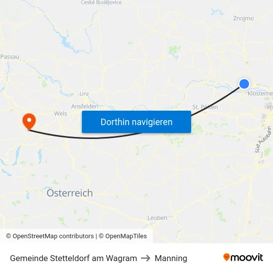 Gemeinde Stetteldorf am Wagram to Manning map