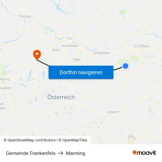 Gemeinde Frankenfels to Manning map