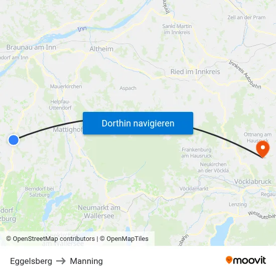 Eggelsberg to Manning map