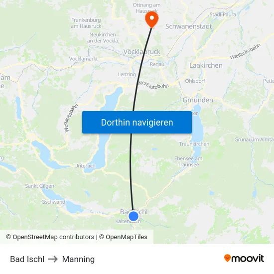Bad Ischl to Manning map