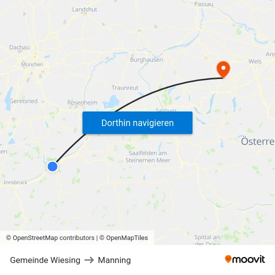 Gemeinde Wiesing to Manning map