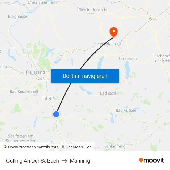 Golling An Der Salzach to Manning map