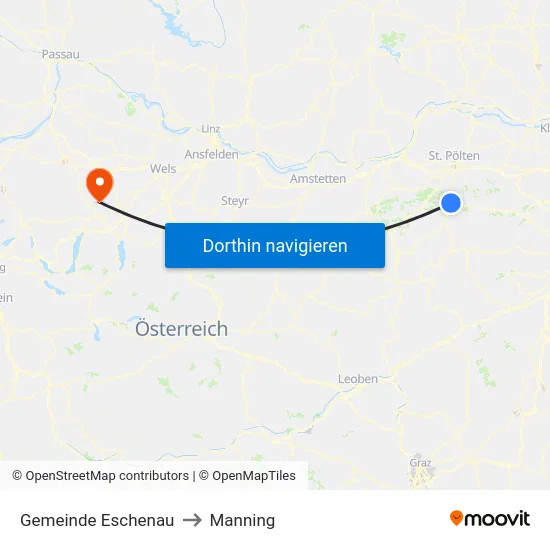 Gemeinde Eschenau to Manning map