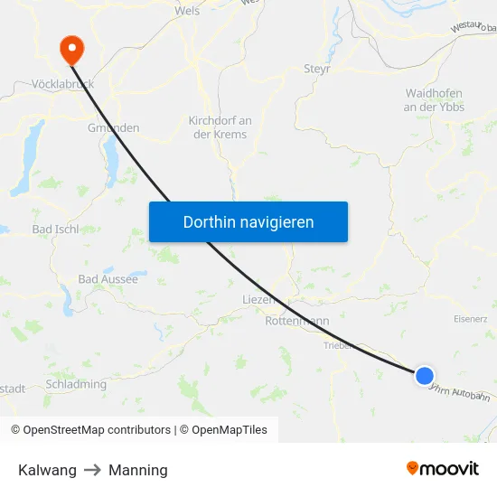 Kalwang to Manning map