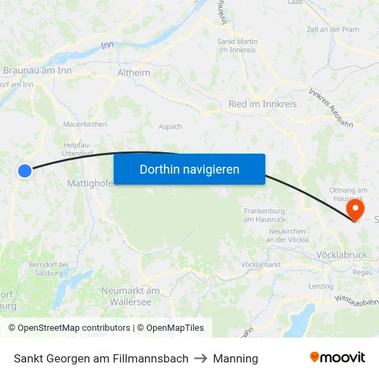 Sankt Georgen am Fillmannsbach to Manning map