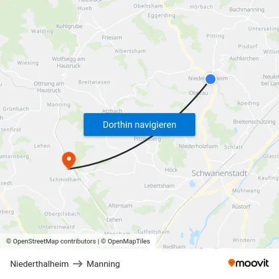 Niederthalheim to Manning map